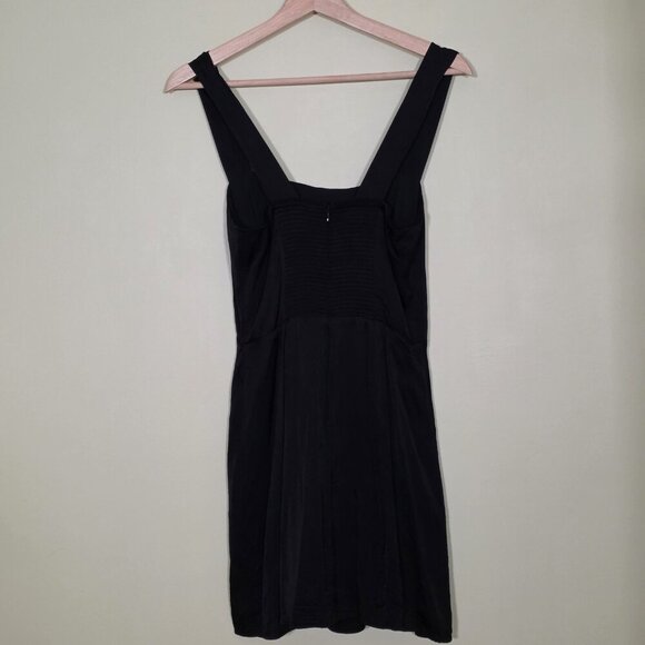 Sunday Best Satin Dress Womens XS Black Square Neck Thick Straps Smocked Aritzia - Picture 2 of 15